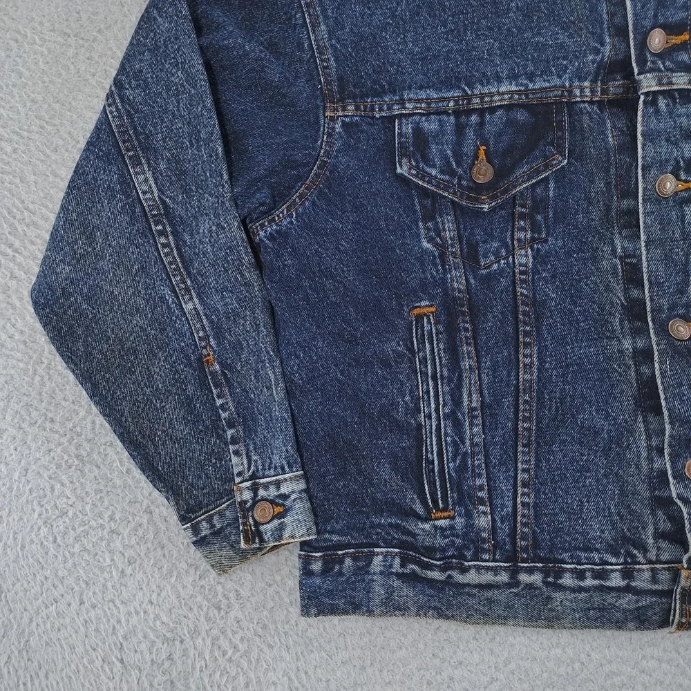 Vintage Levi's Denim Trucker Jacket Mens Large Stonewash Made in USA 90s 71548 - Picture 15 of 16